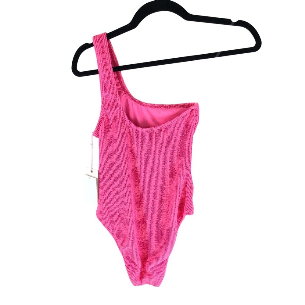 Good American Always Fits Hot Shoulder One Piece Swimsuit Pink 1/2 S/M - Picture 4 of 6